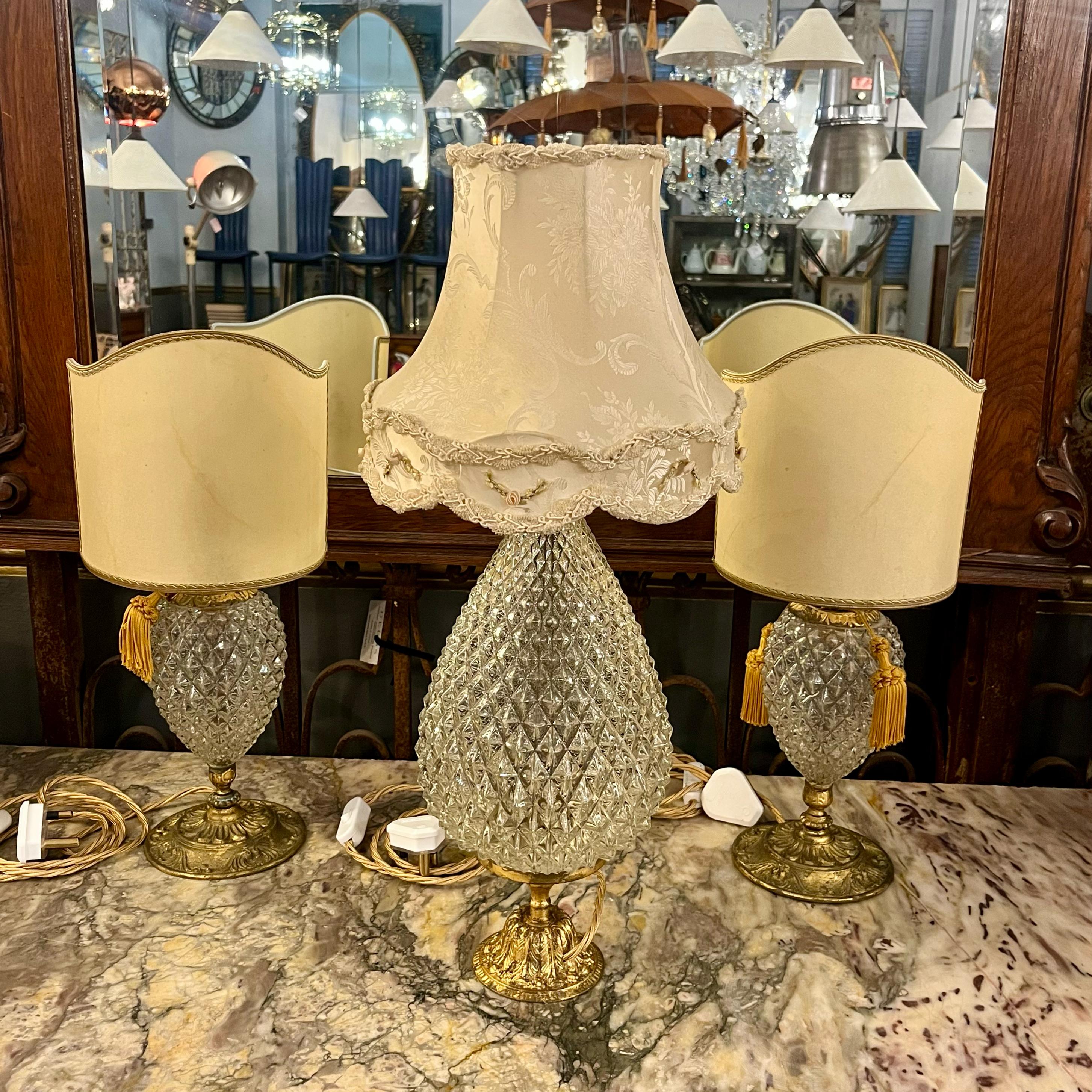 Trio of Antique Crystal Lamps -SOLD