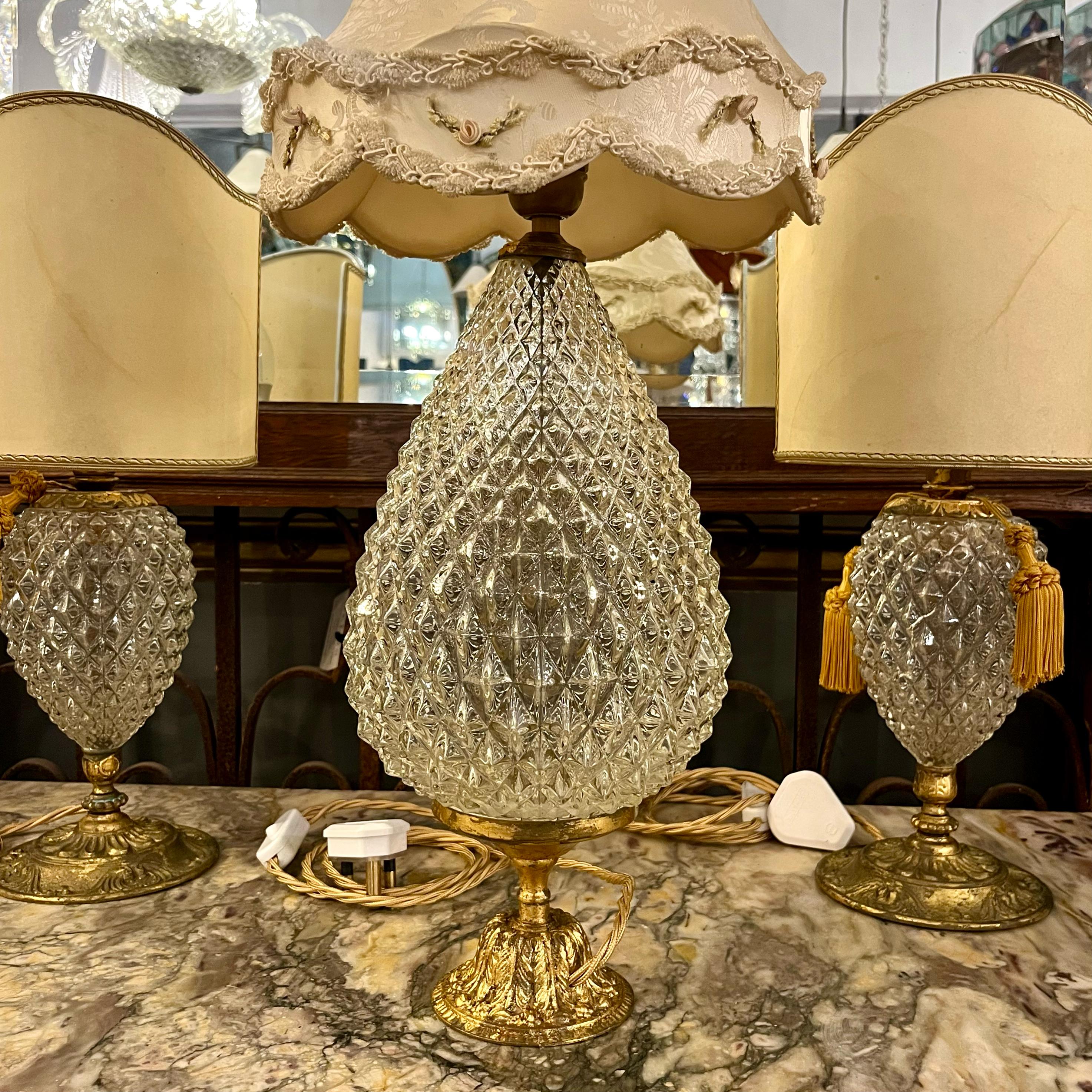 Trio of Antique Crystal Lamps -SOLD