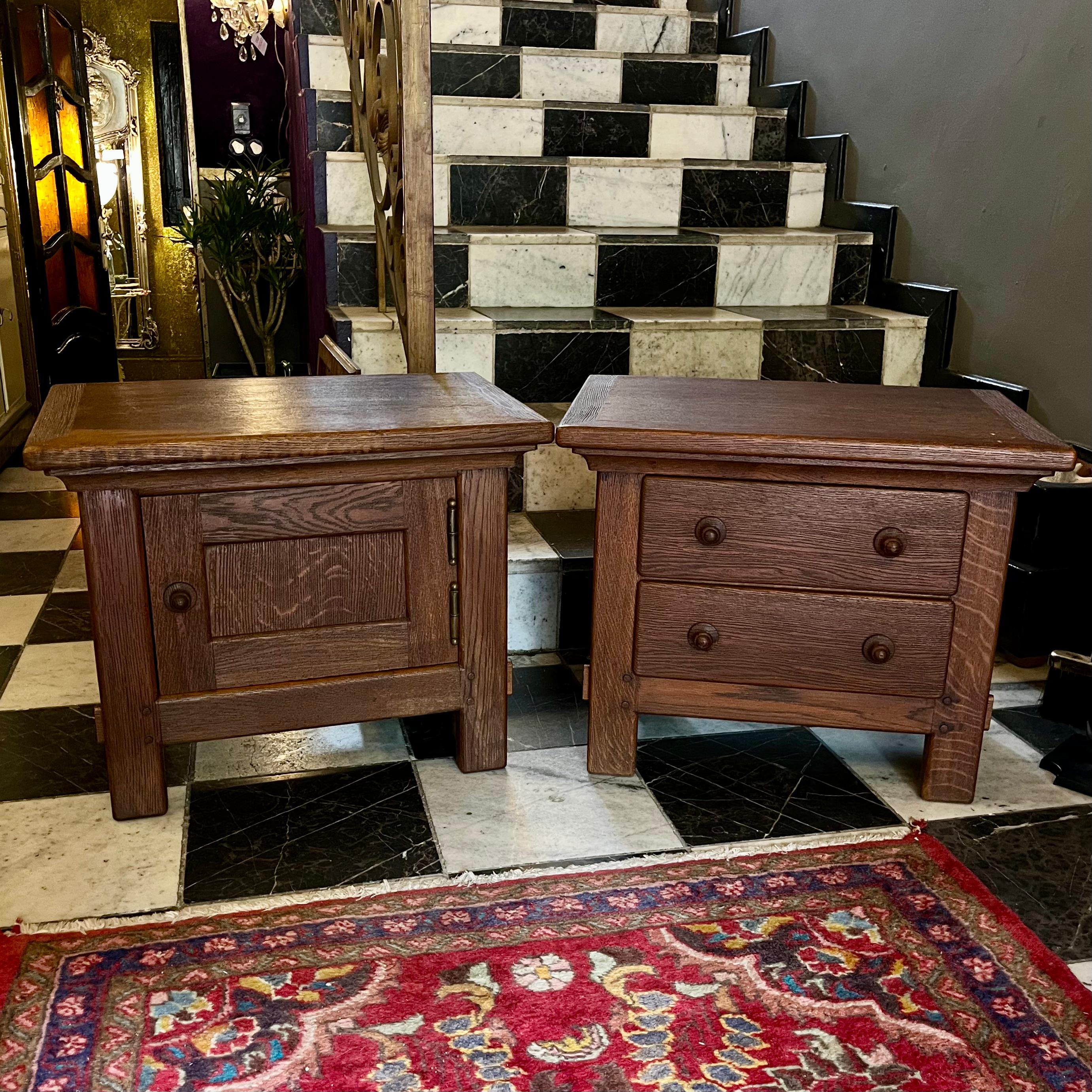 Pair of Oak Bedside Cabinets, Early 20th Century - SOLD