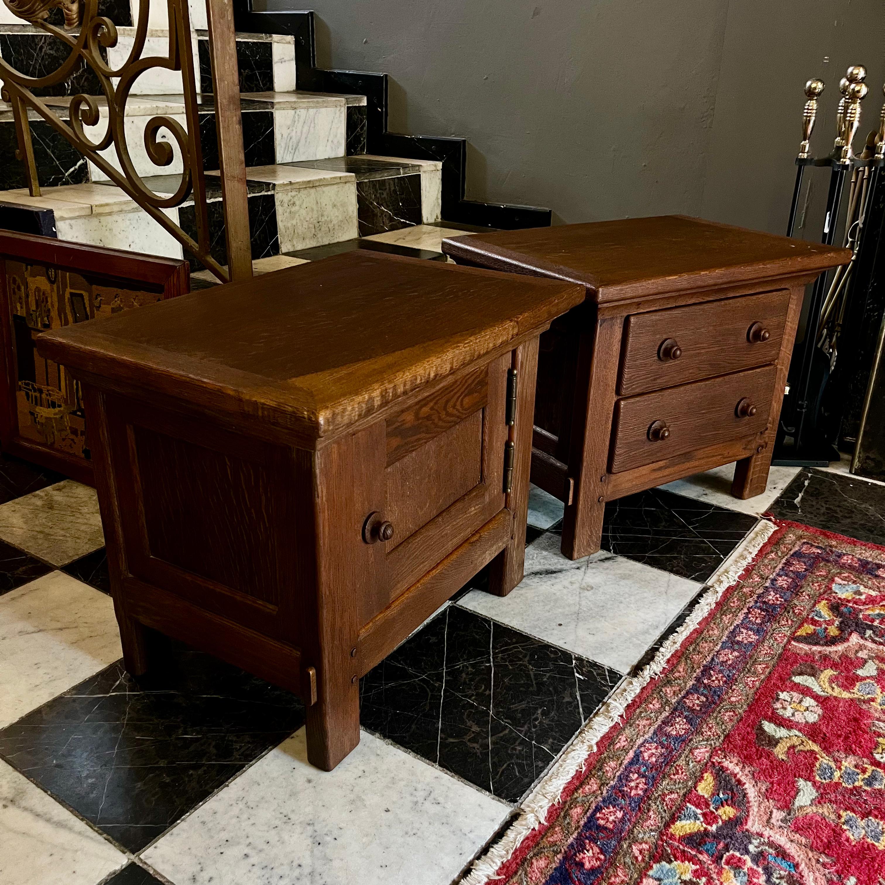 Pair of Oak Bedside Cabinets, Early 20th Century - SOLD
