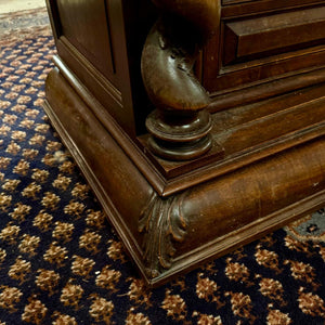Large Walnut and Marble-Top Buffet with Carved Detail, c. Late 19th Century