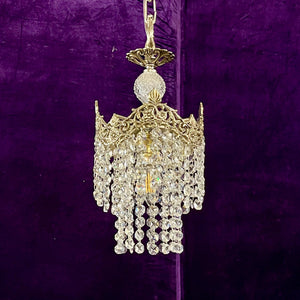 Near Pair of Petite Italian Nickel and Crystal Pendants