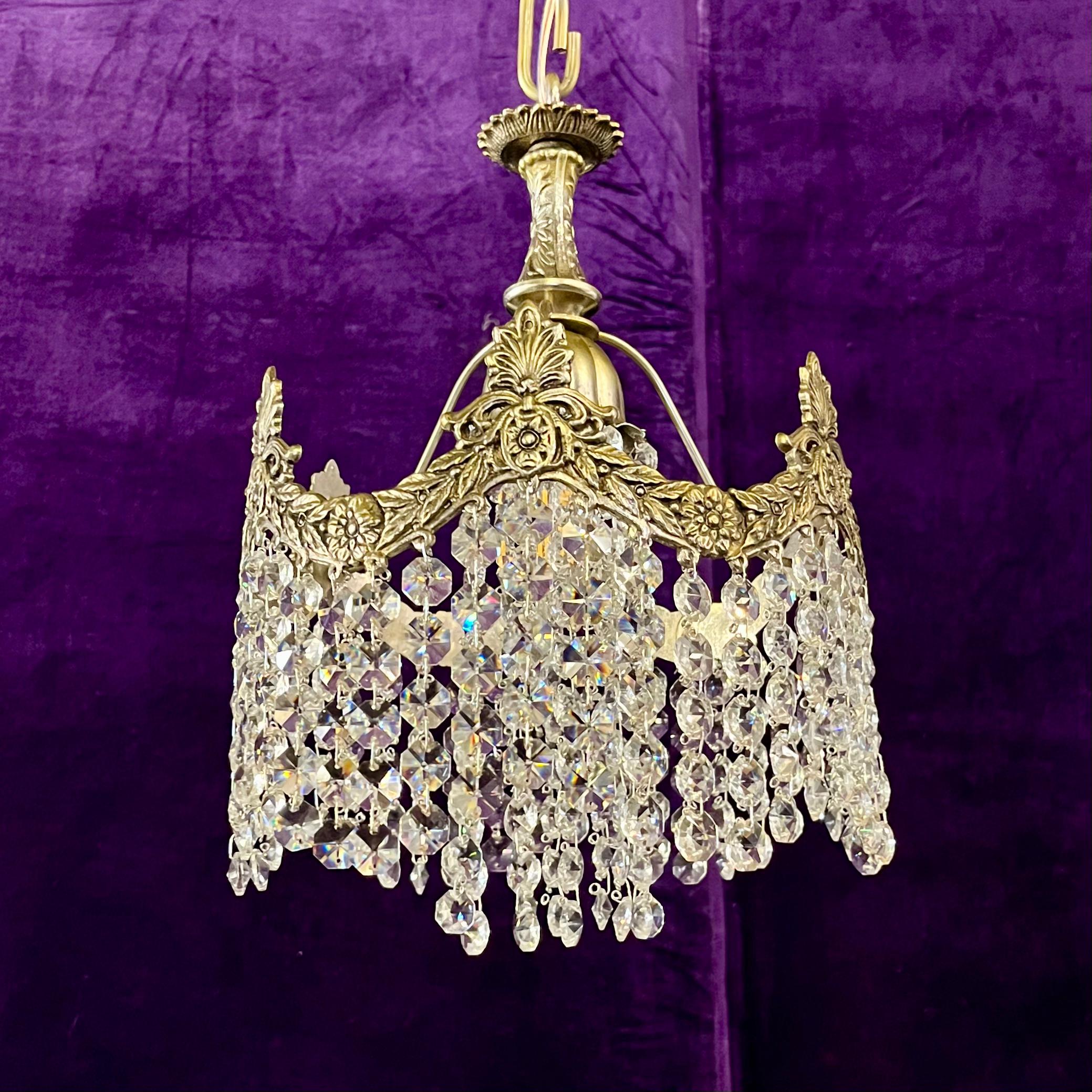 Near Pair of Petite Italian Nickel and Crystal Pendants