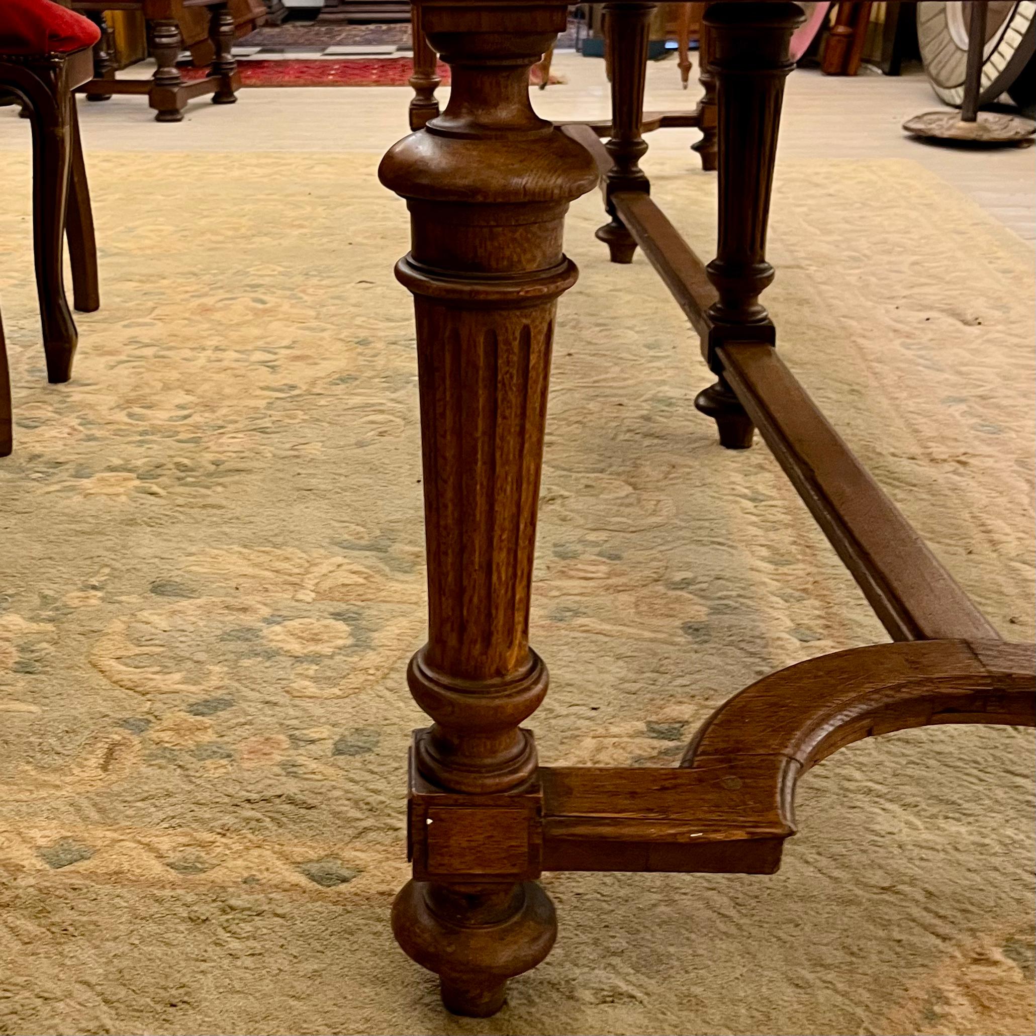 Large Oak Refectory Table with Inlay & Five Drawers, Early 20th Century -SOLD