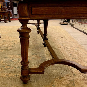 Large Oak Refectory Table with Inlay & Five Drawers, Early 20th Century -SOLD
