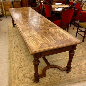 Large Oak Refectory Table with Inlay & Five Drawers, Early 20th Century -SOLD