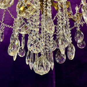 Stunning Antique French Large Brass and Crystal Chandelier - SOLD