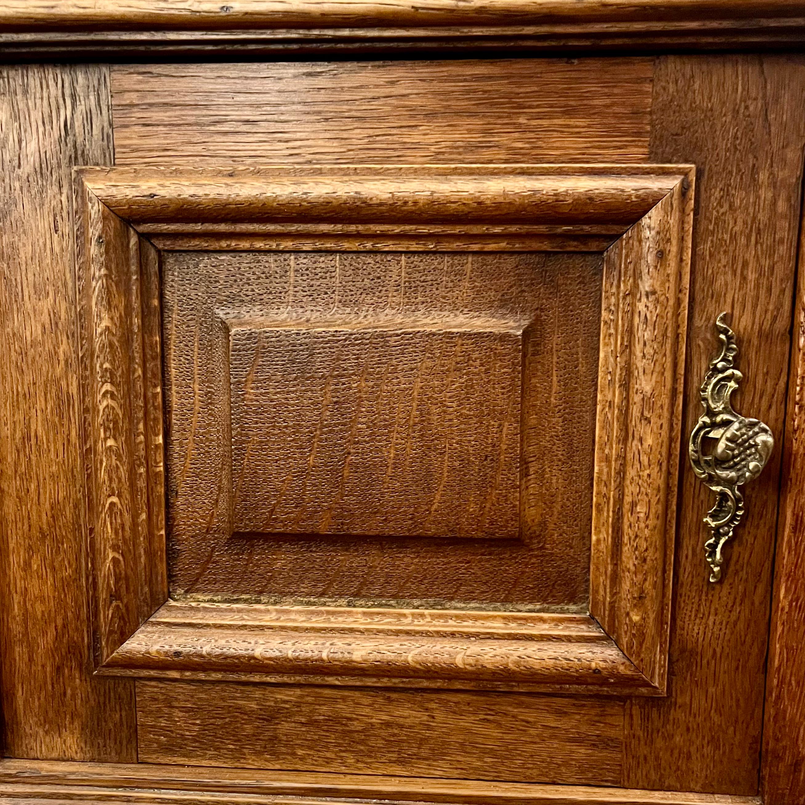 Pair of Oak Nightstands with Marble Tops, Late 19th Century