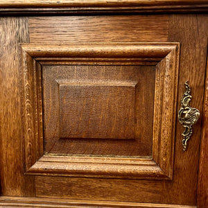 Pair of Oak Nightstands with Marble Tops, Late 19th Century