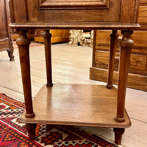 Pair of Oak Nightstands with Marble Tops, Late 19th Century