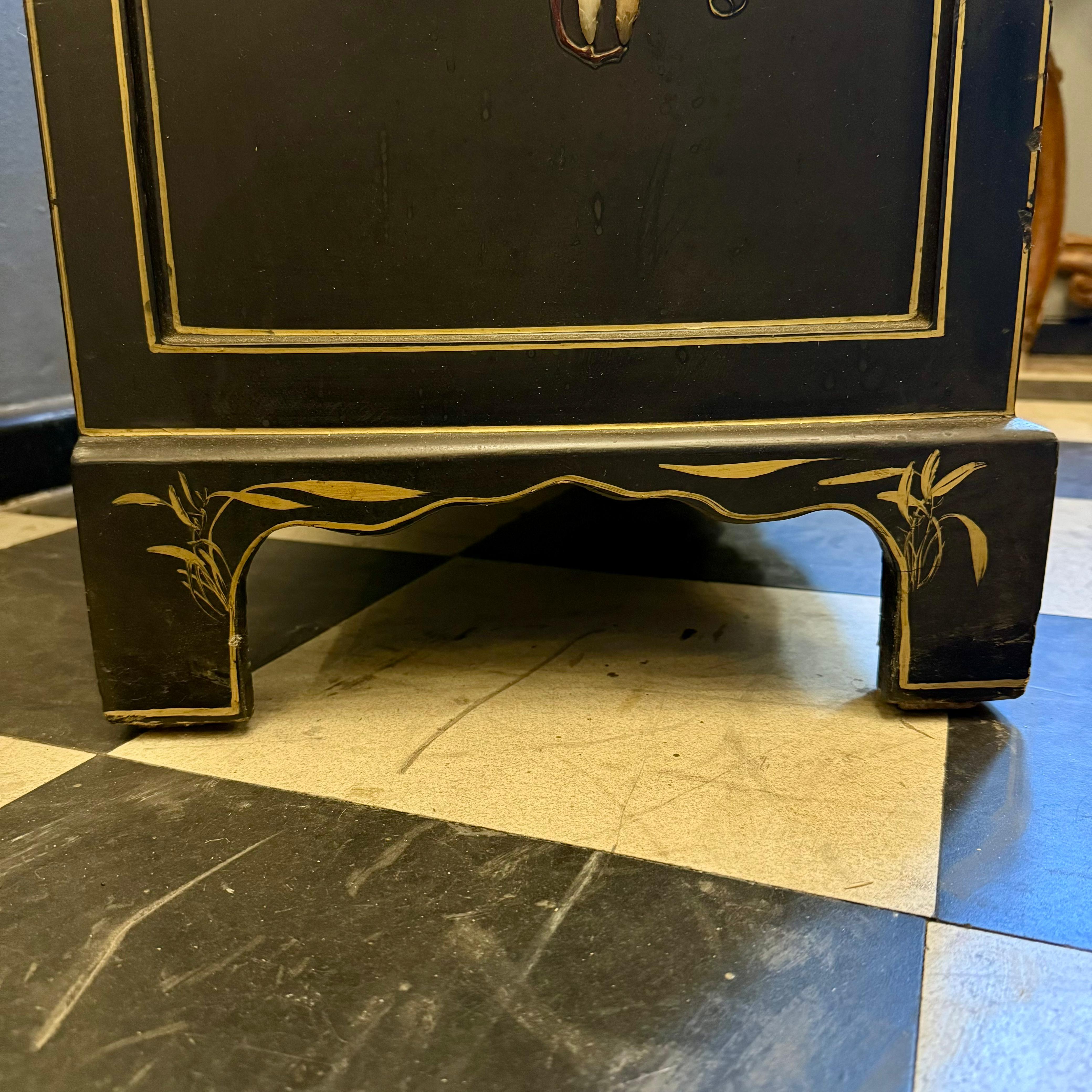 Chinese Lacquer Cabinet with Hardstone Detail, Mid-20th Century - SOLD