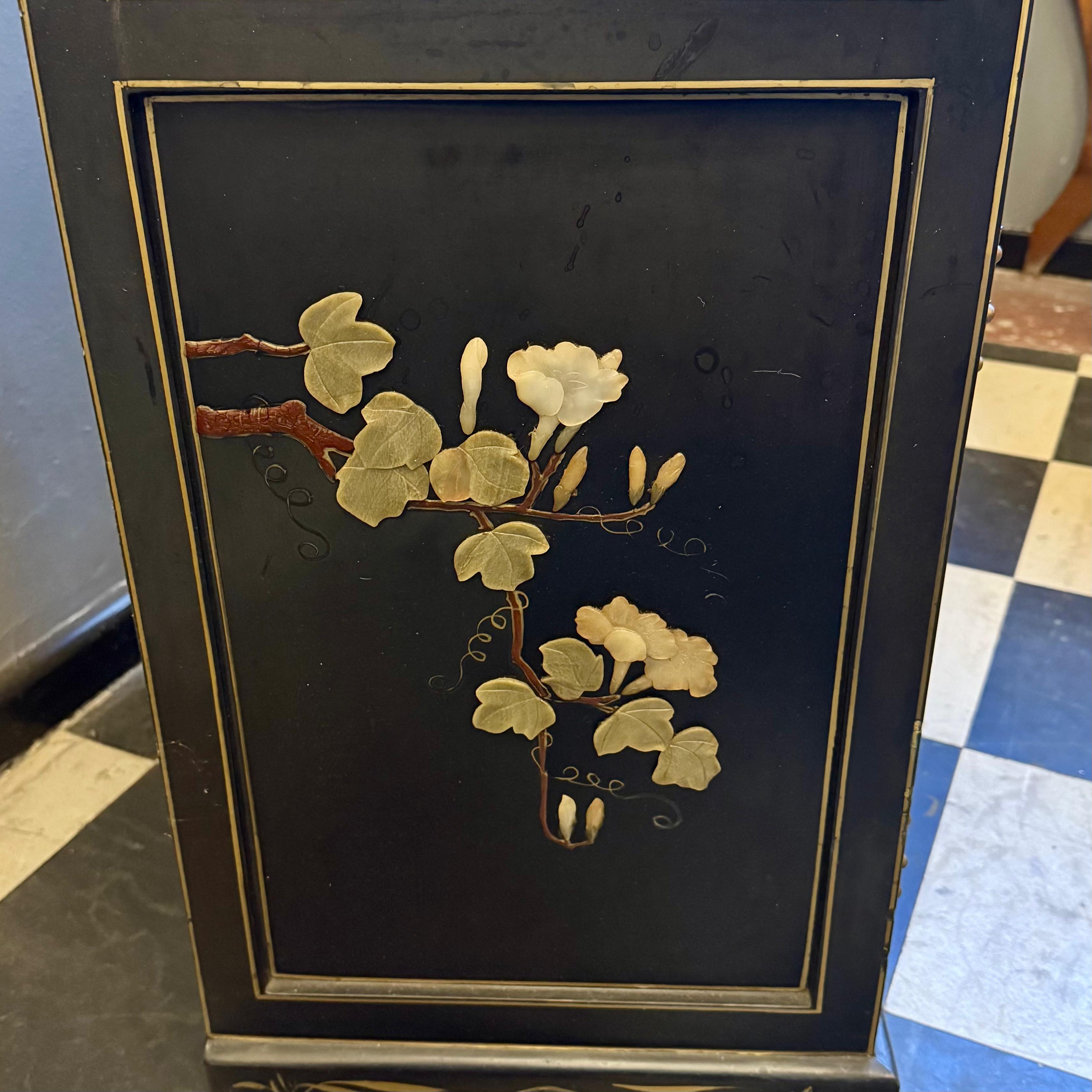 Chinese Lacquer Cabinet with Hardstone Detail, Mid-20th Century - SOLD
