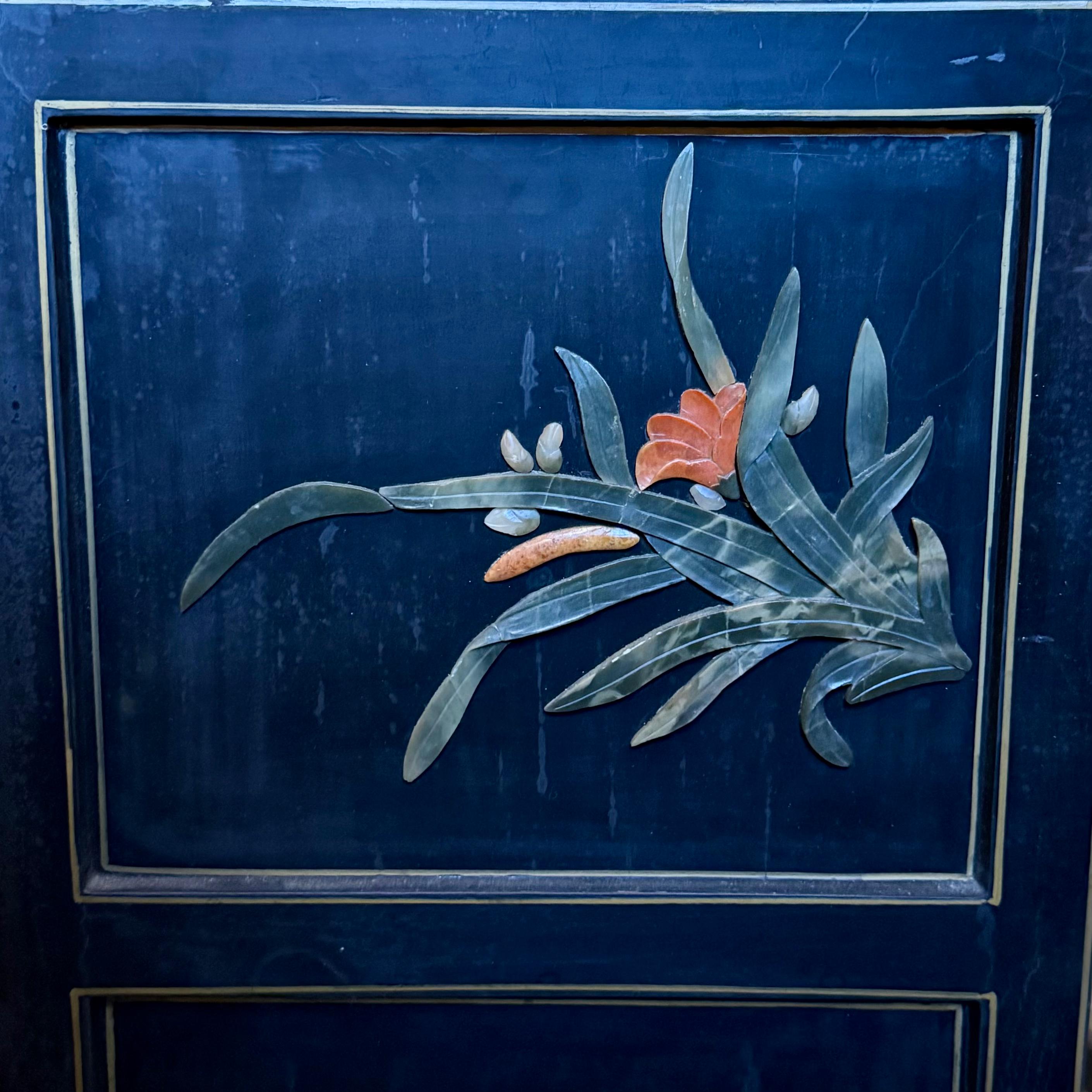 Chinese Lacquer Cabinet with Hardstone Detail, Mid-20th Century - SOLD