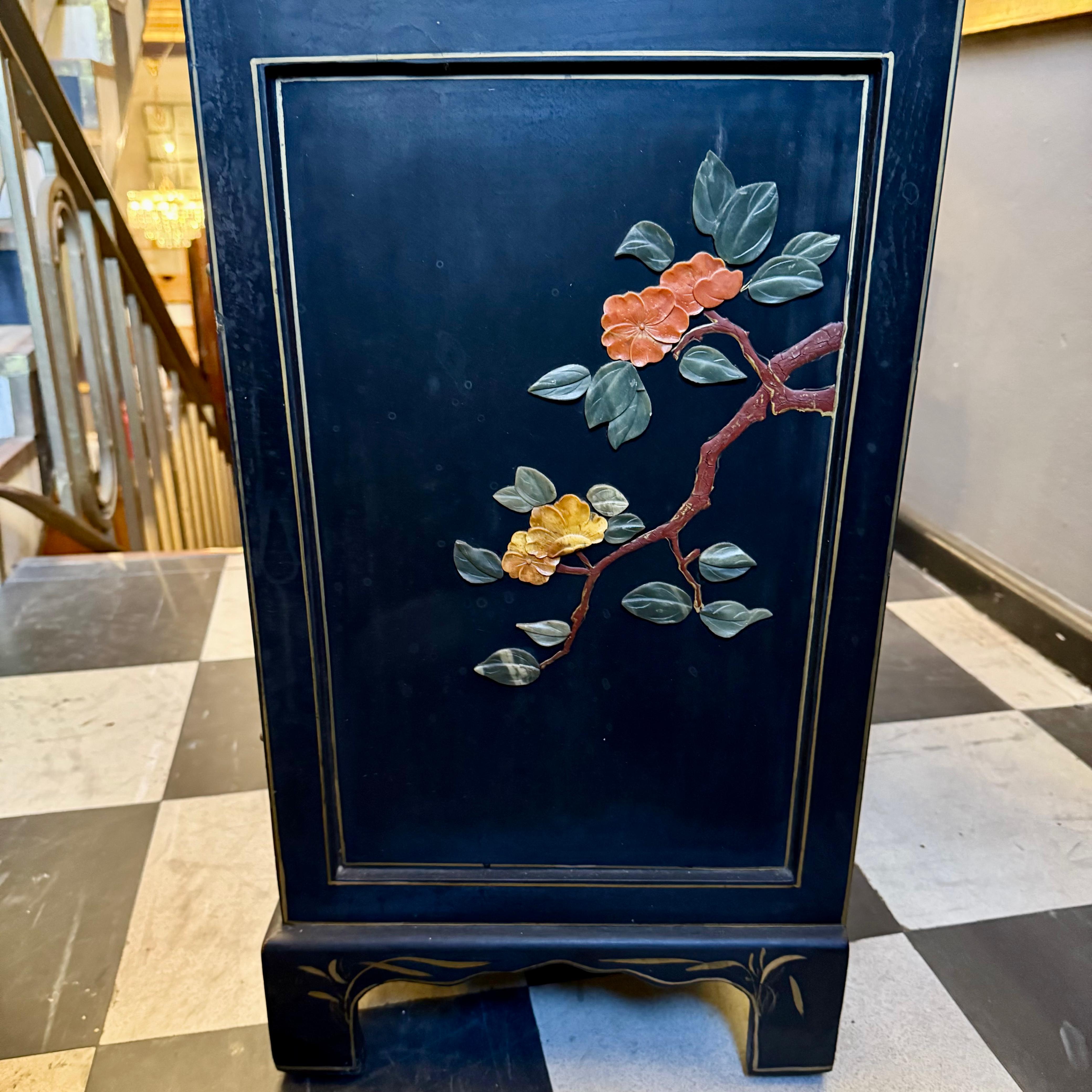 Chinese Lacquer Cabinet with Hardstone Detail, Mid-20th Century - SOLD
