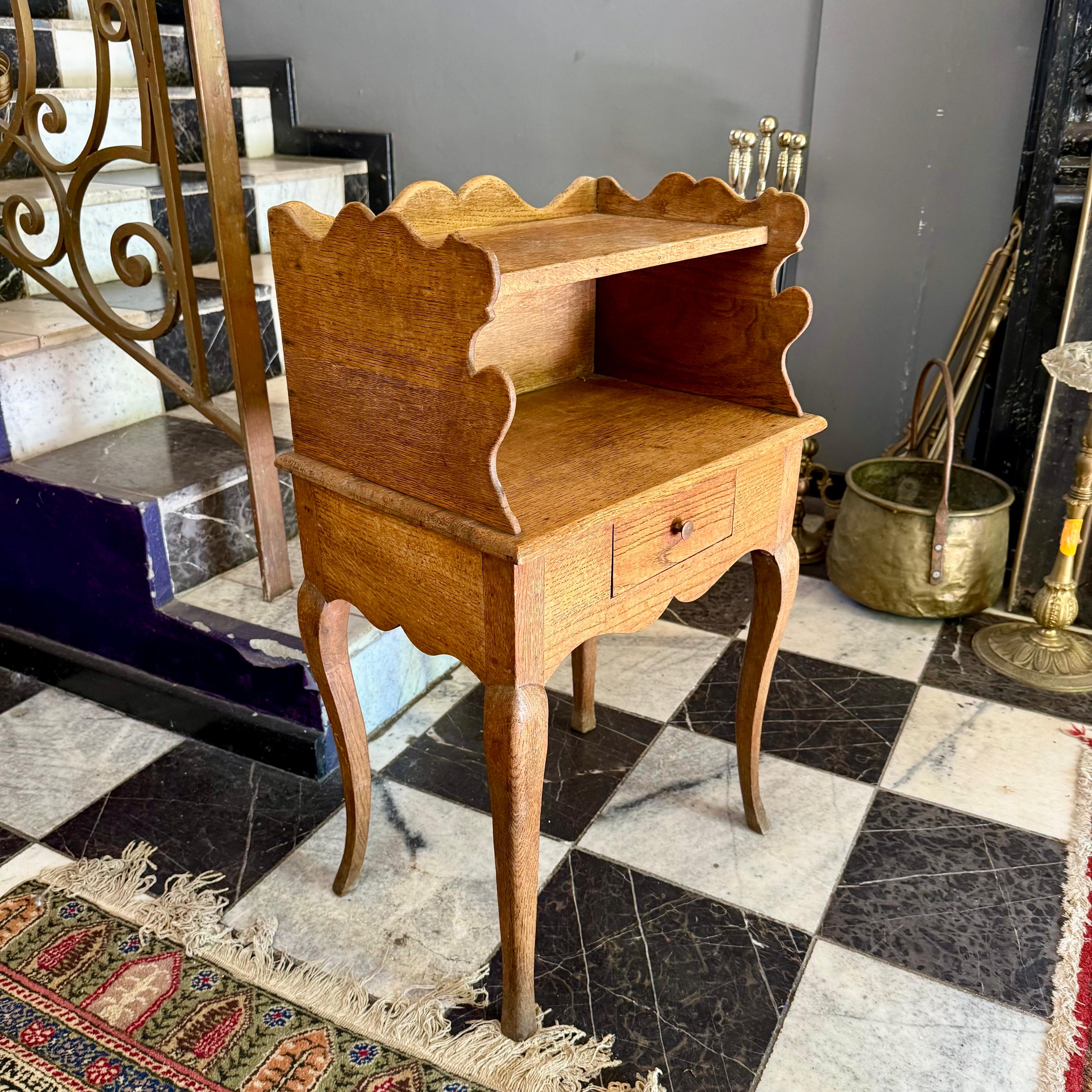 Single Antique Oak Bedside Pedestal