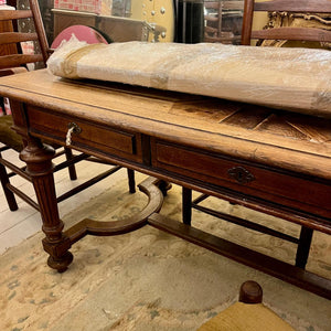 Large Oak Refectory Table with Inlay & Five Drawers, Early 20th Century -SOLD