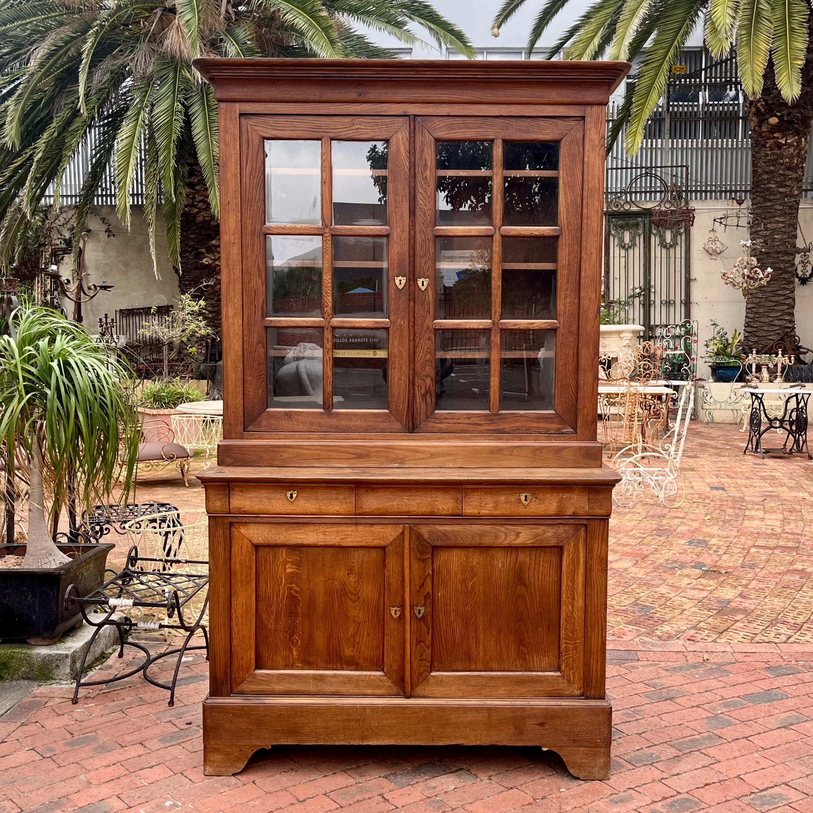 Antique French Oak Display Cabinet, Early 20th Century