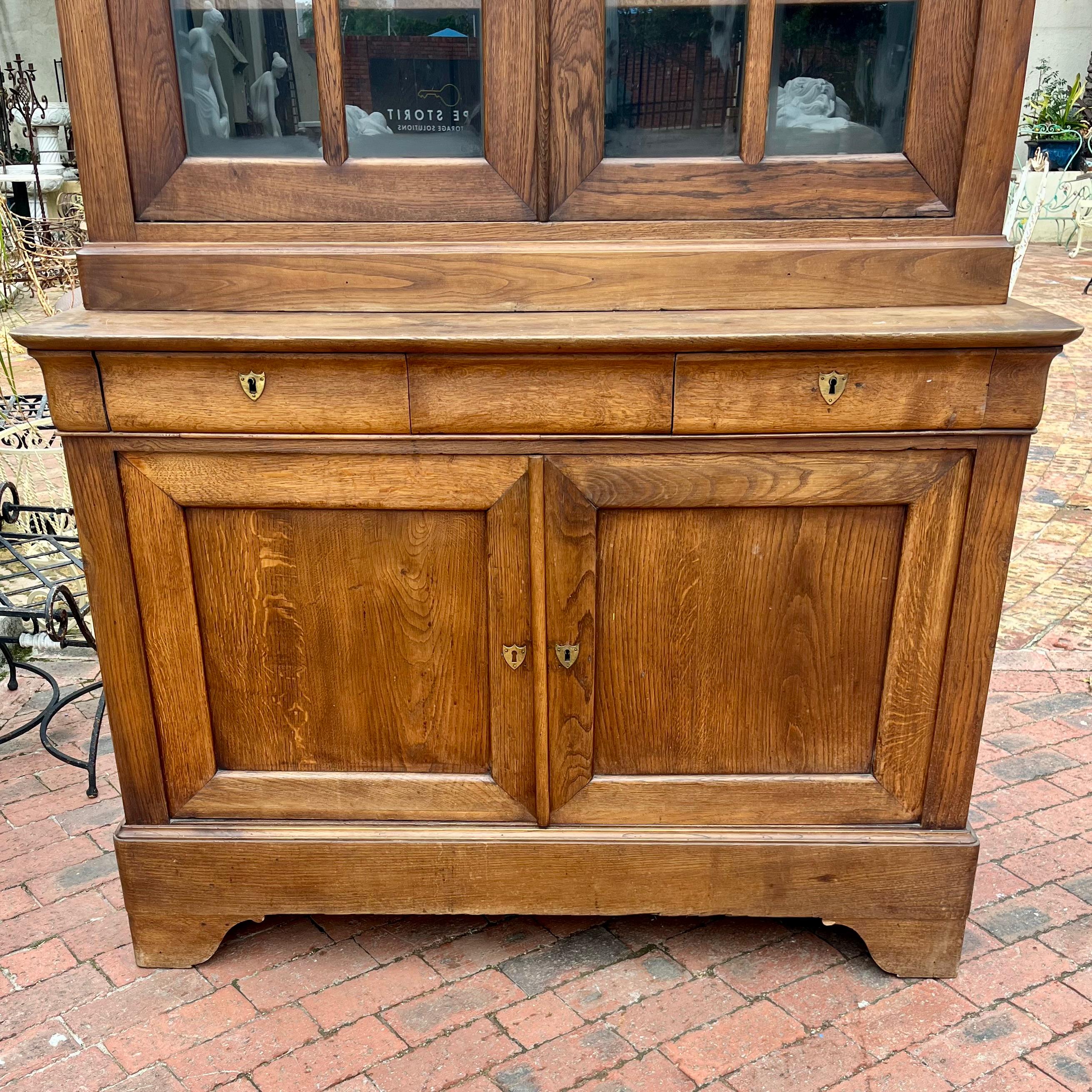 Antique French Oak Display Cabinet, Early 20th Century