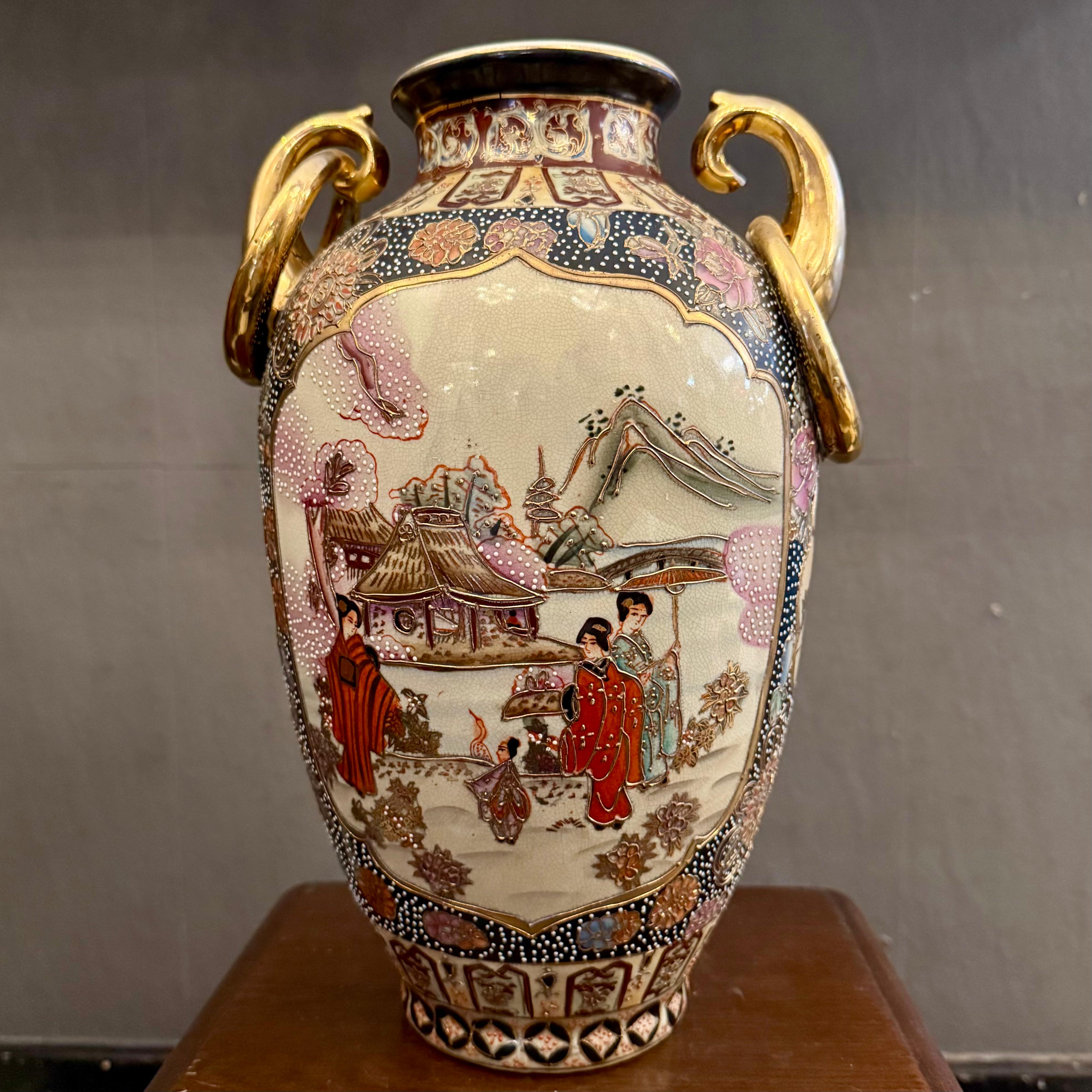 Stunning Antique Asian Urn with Gilt details