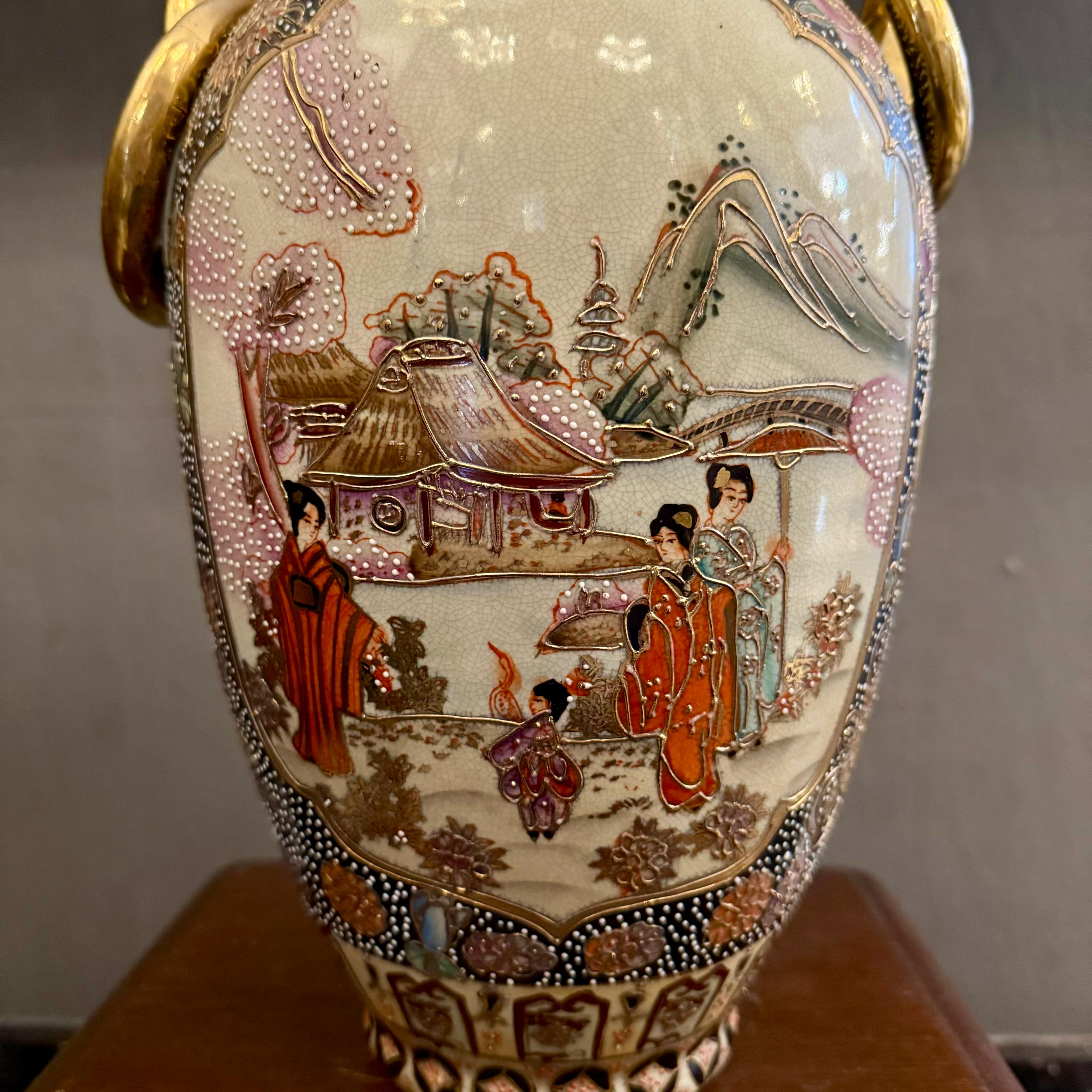 Stunning Antique Asian Urn with Gilt details