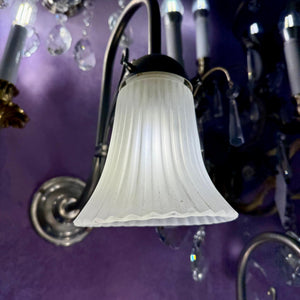 Modern Nickel Wall Lamp with Milk  Glass Shade - SOLD