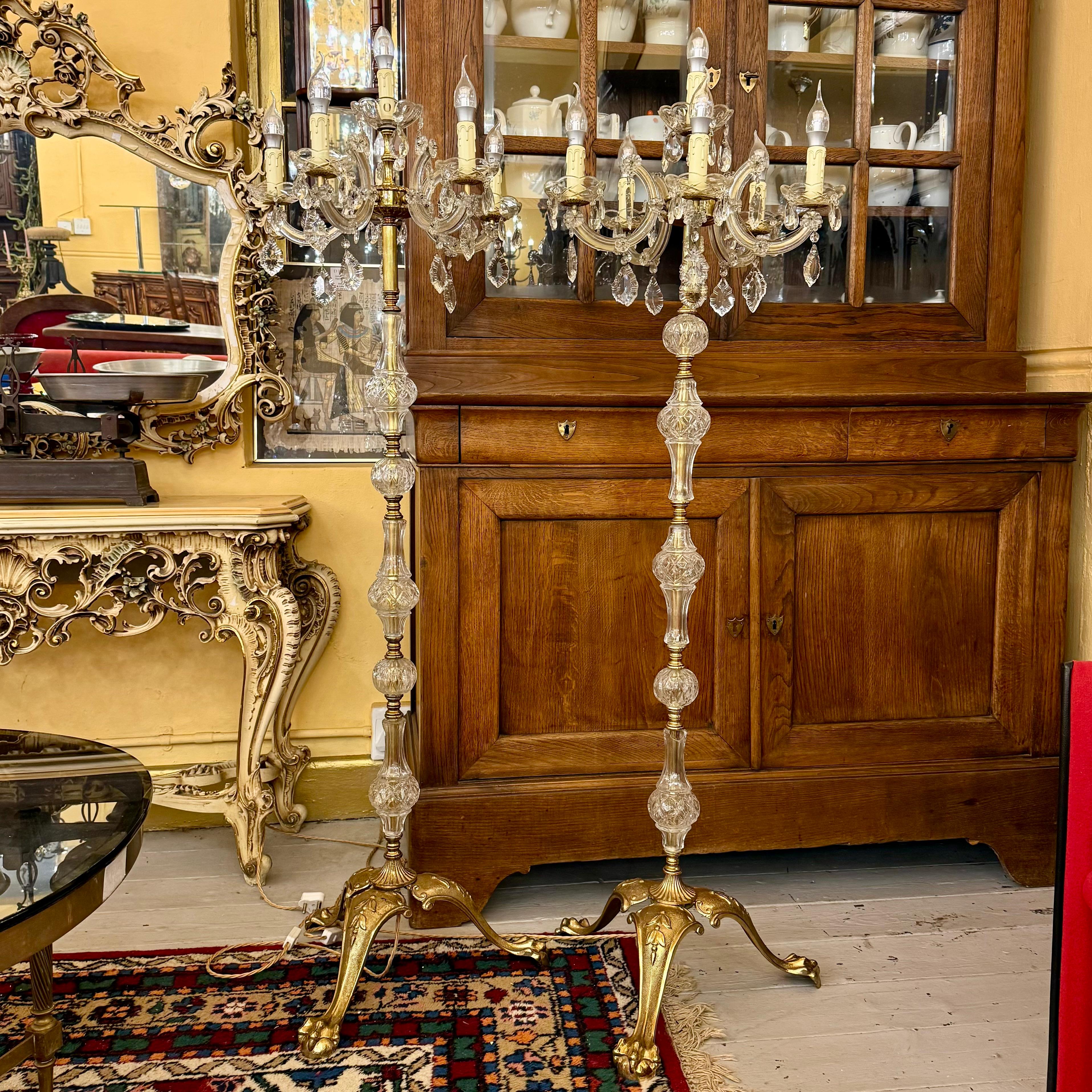 Near Pair of Italian Maria Theresa Candelabra Lamps