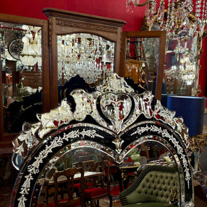 Large Black Heart Shaped Venetian Mirror
