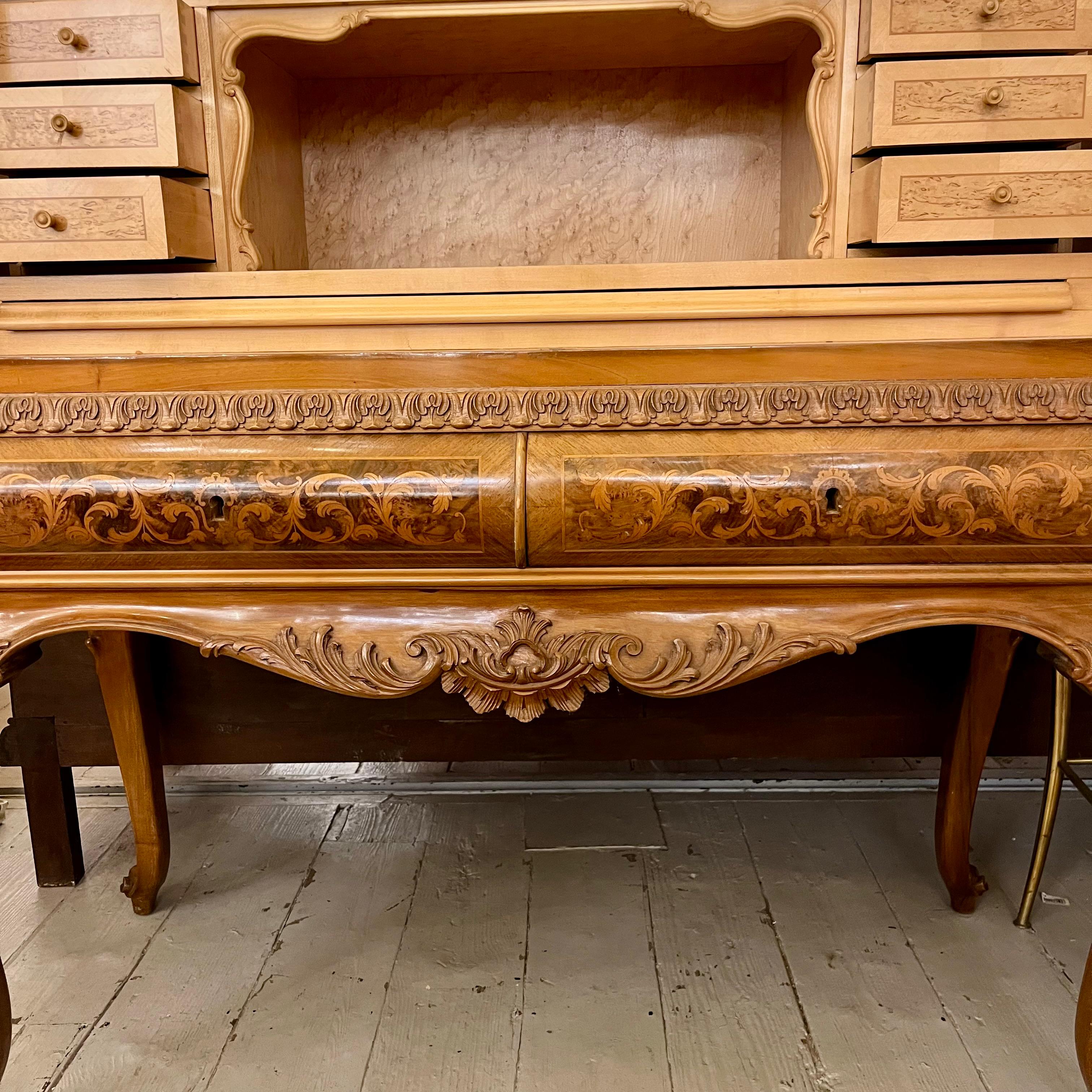 Italian Inlaid Walnut Secretaire, c. 1950s