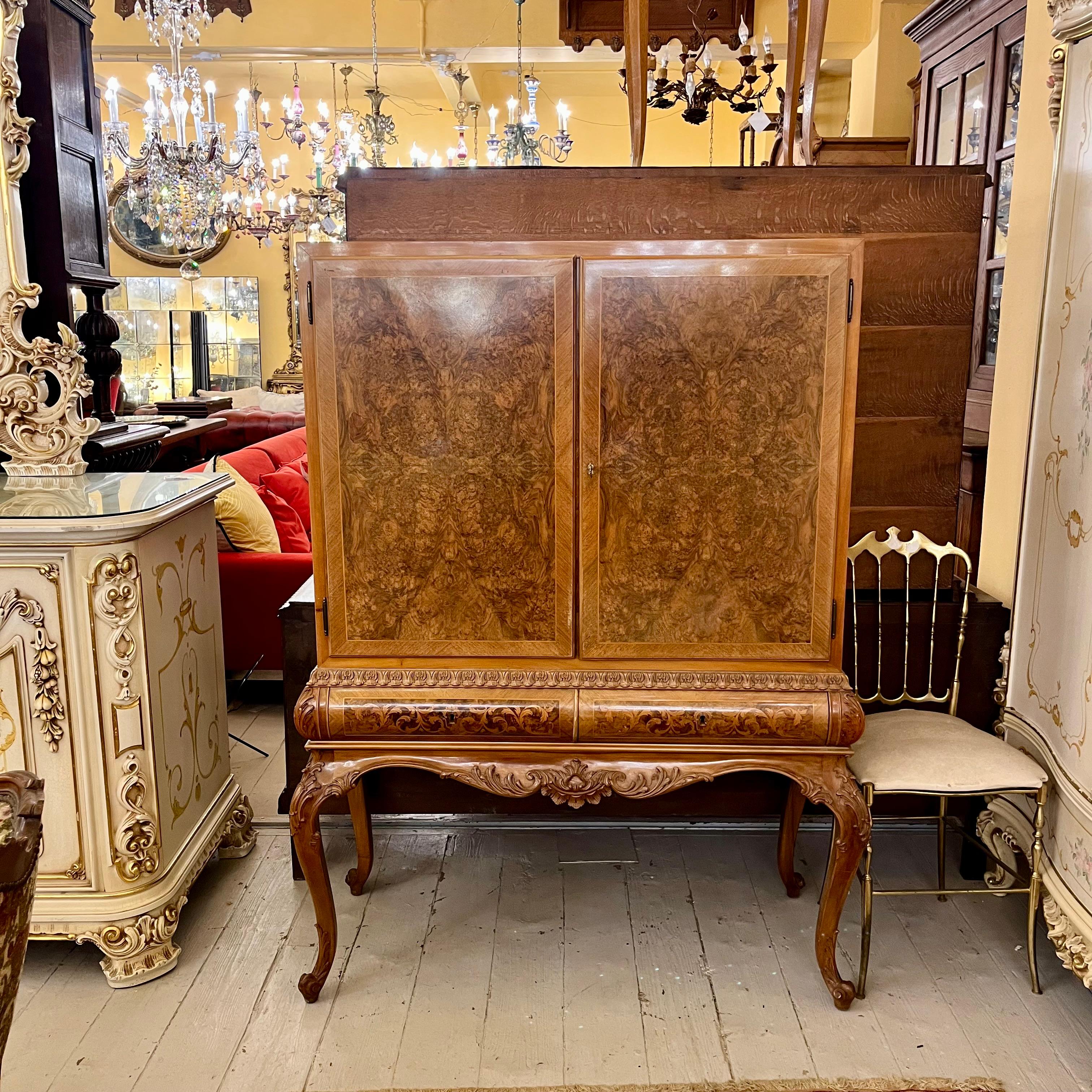 Italian Inlaid Walnut Secretaire, c. 1950s