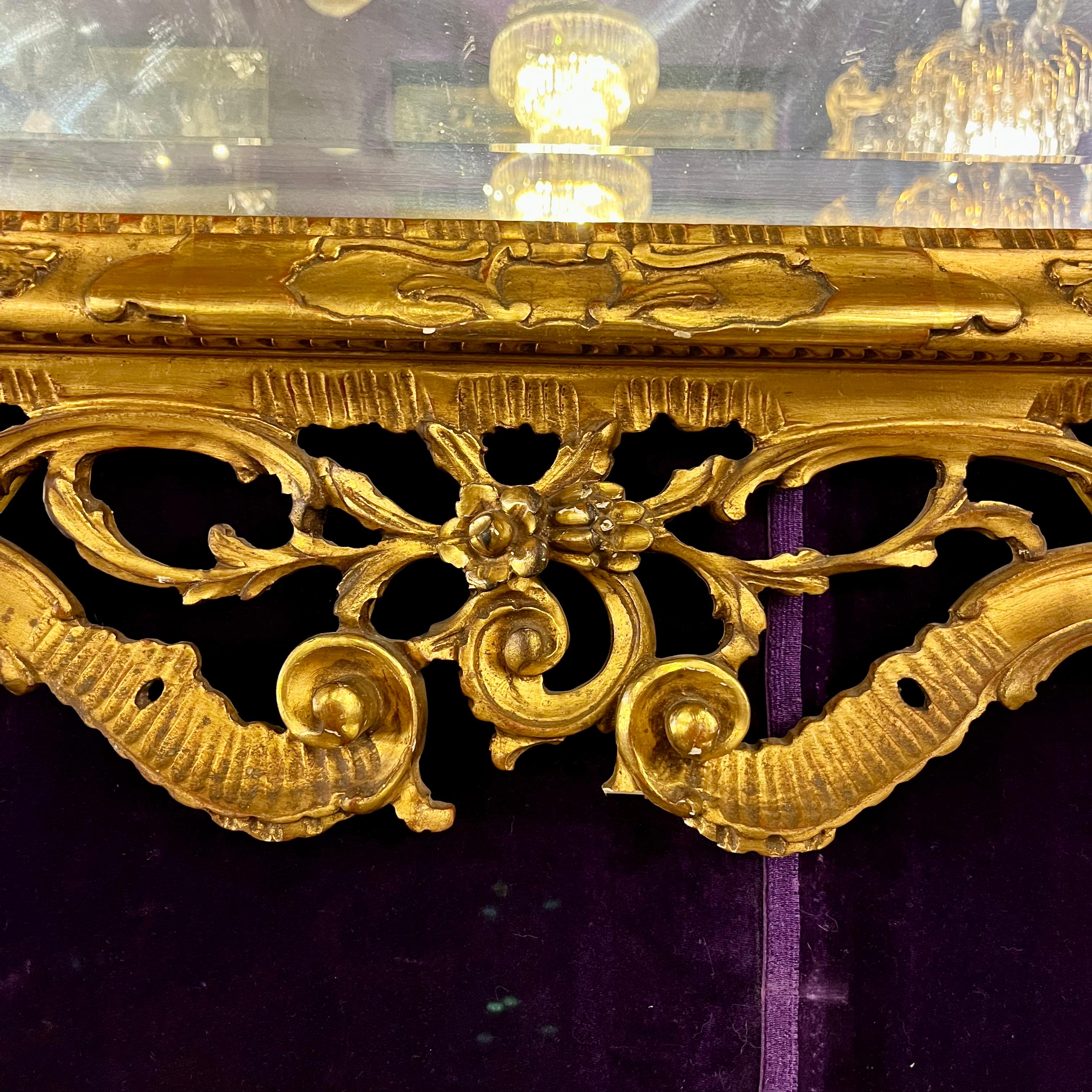 Carved Giltwood Rococo Mirror with Pierced Frame, 19th Century