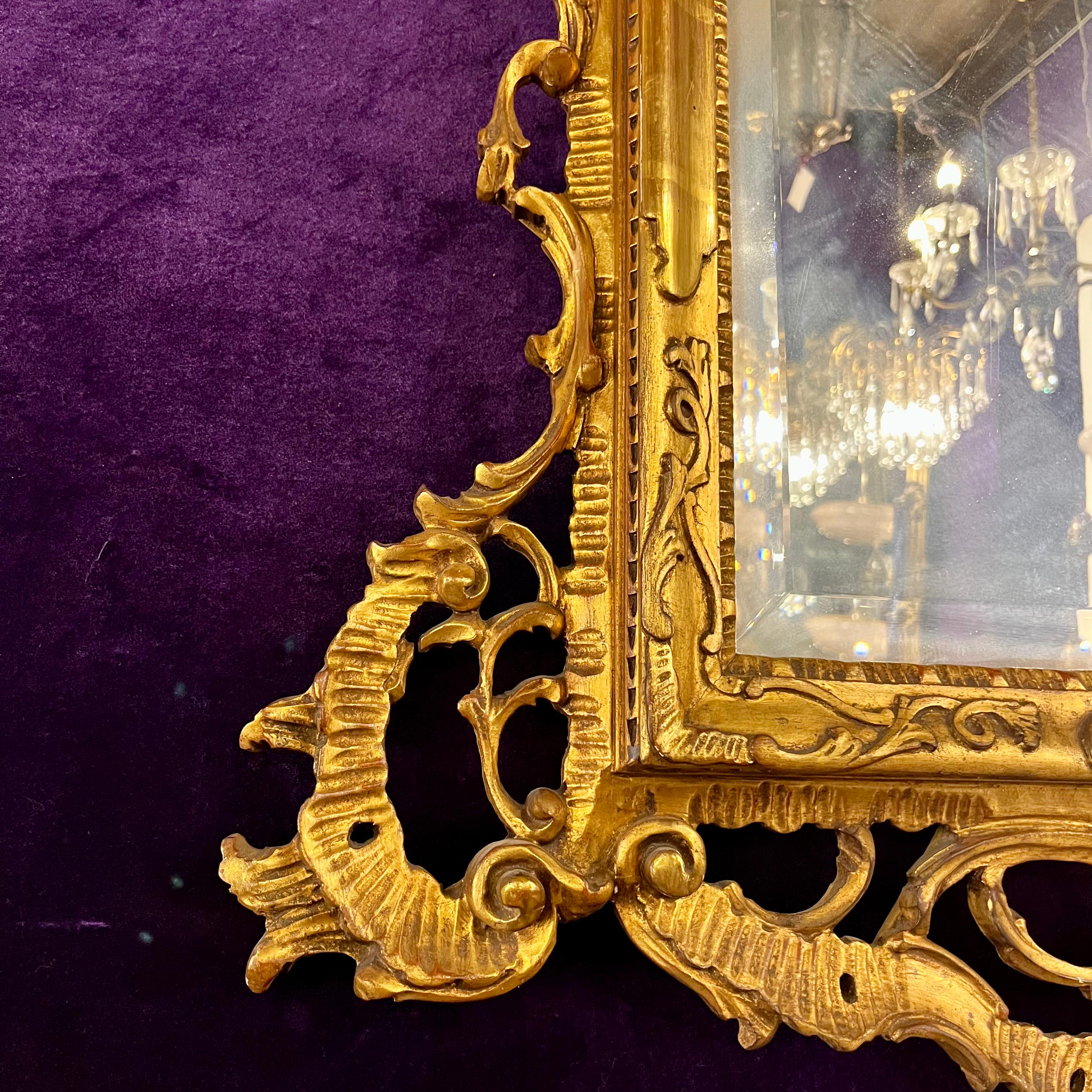 Carved Giltwood Rococo Mirror with Pierced Frame, 19th Century