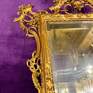 Carved Giltwood Rococo Mirror with Pierced Frame, 19th Century