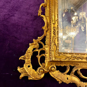 Carved Giltwood Rococo Mirror with Pierced Frame, 19th Century