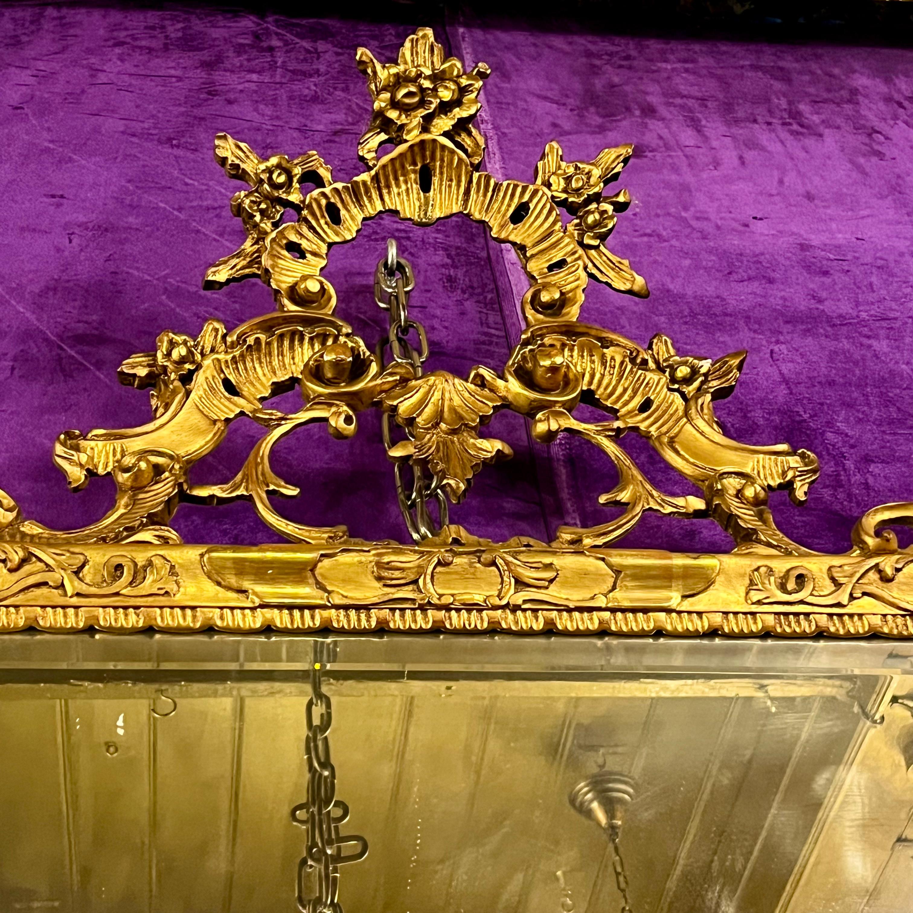Carved Giltwood Rococo Mirror with Pierced Frame, 19th Century