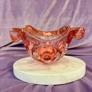 Vintage Murano Peach  Floral Ashtray