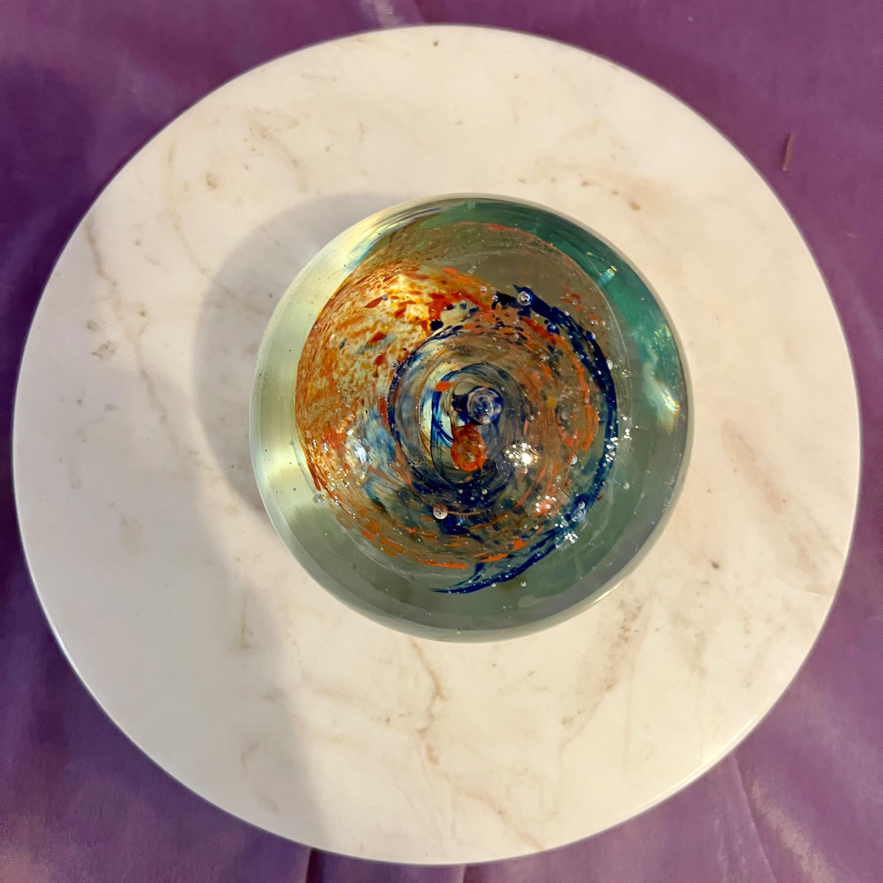 Vintage Art Glass Paperweight, Swirl Motif, c. Late 20th Century
