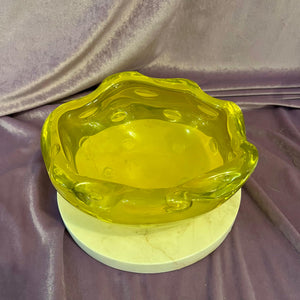 Vintage Murano Ashtray with Controlled Bubbles in Lemon Yellow