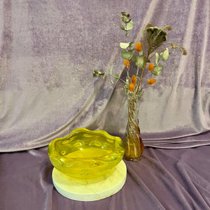 Vintage Murano Ashtray with Controlled Bubbles in Lemon Yellow