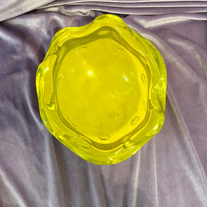 Vintage Murano Ashtray with Controlled Bubbles in Lemon Yellow