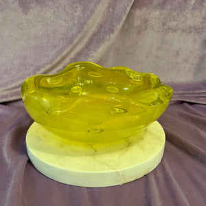 Vintage Murano Ashtray with Controlled Bubbles in Lemon Yellow