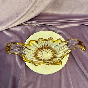 Vintage Glass bowl with Gold Accent Trim
