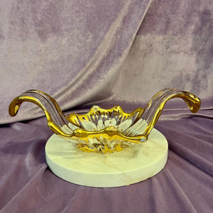 Vintage Glass bowl with Gold Accent Trim