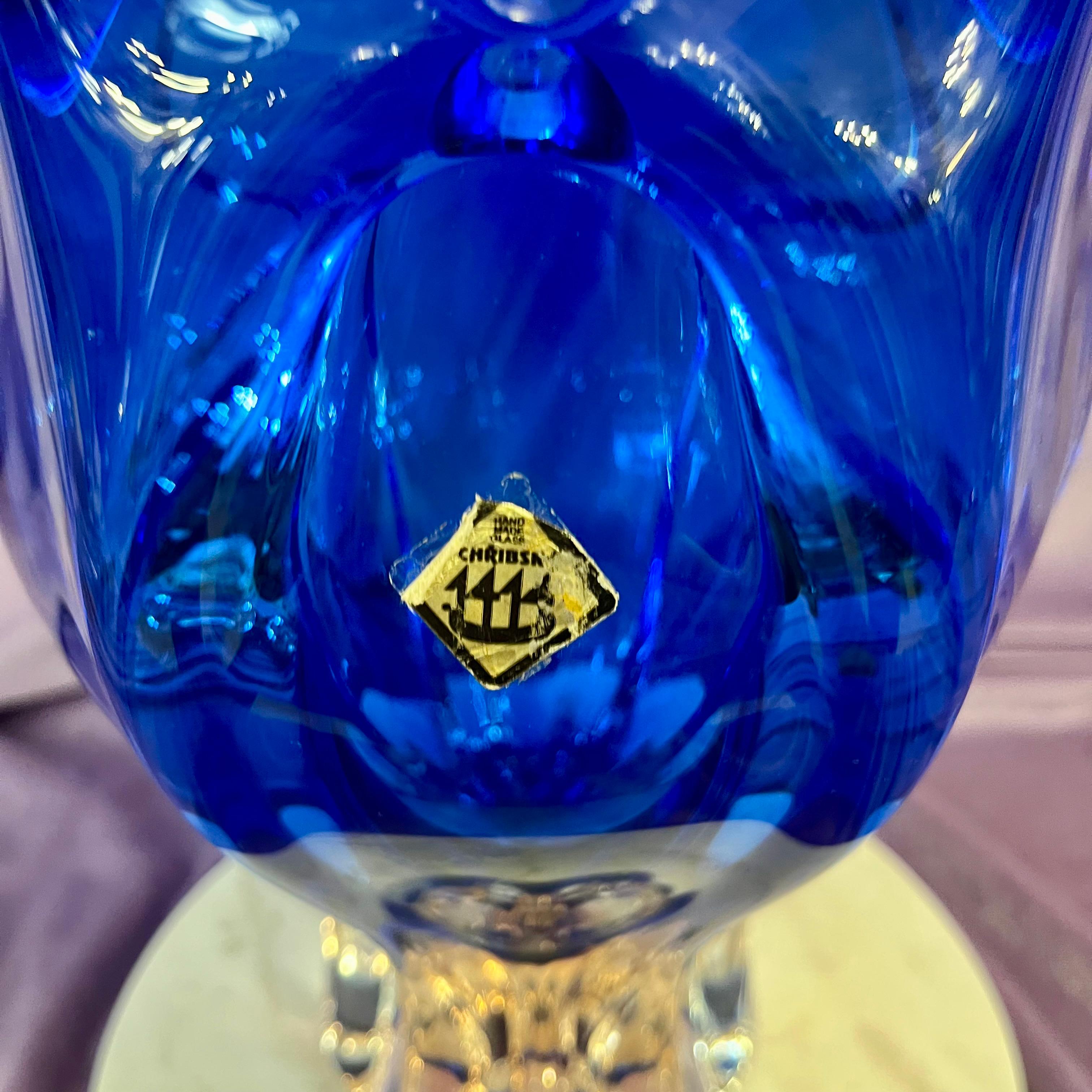 Large Cobalt Blue Chribska Art Glass Vase, Czechoslovakia, c. 1960s–70s - SOLD