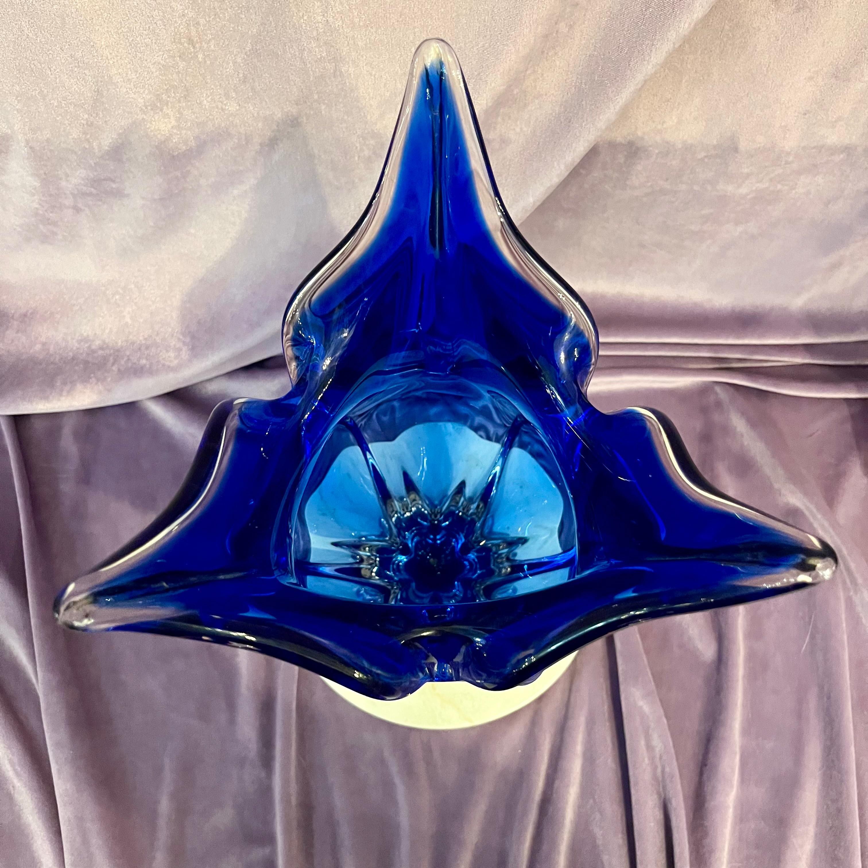 Large Cobalt Blue Chribska Art Glass Vase, Czechoslovakia, c. 1960s–70s - SOLD