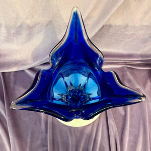 Large Cobalt Blue Chribska Art Glass Vase, Czechoslovakia, c. 1960s–70s - SOLD