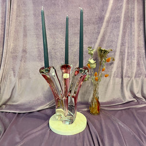 Belgian Mid-Century Red Sommerso Art Glass Candelabra by Val Saint Lambert, c. 1960s