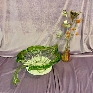 Large Murano Green Leaf Bowl