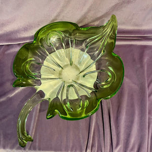 Large Murano Green Leaf Bowl