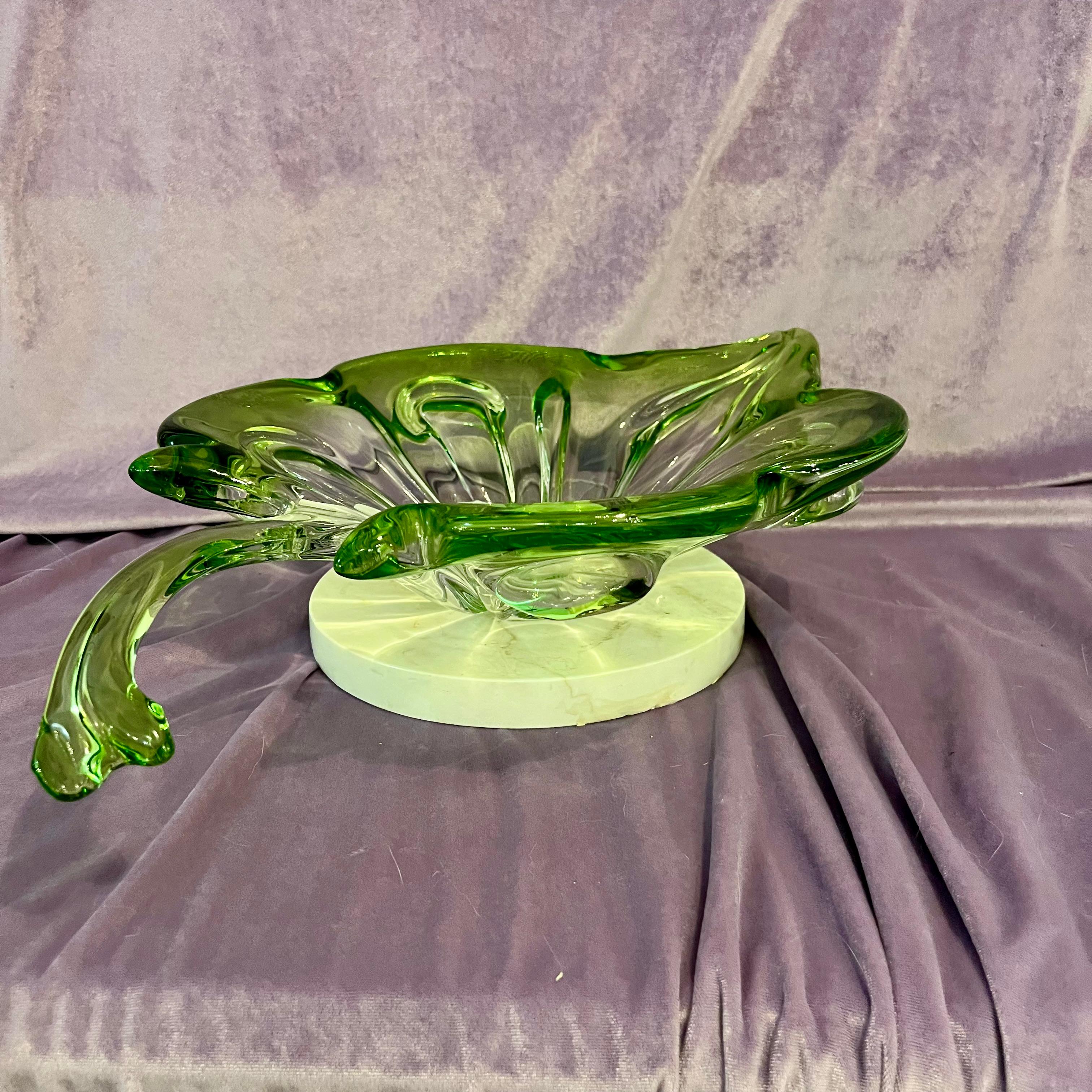 Large Murano Green Leaf Bowl