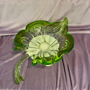 Large Murano Green Leaf Bowl